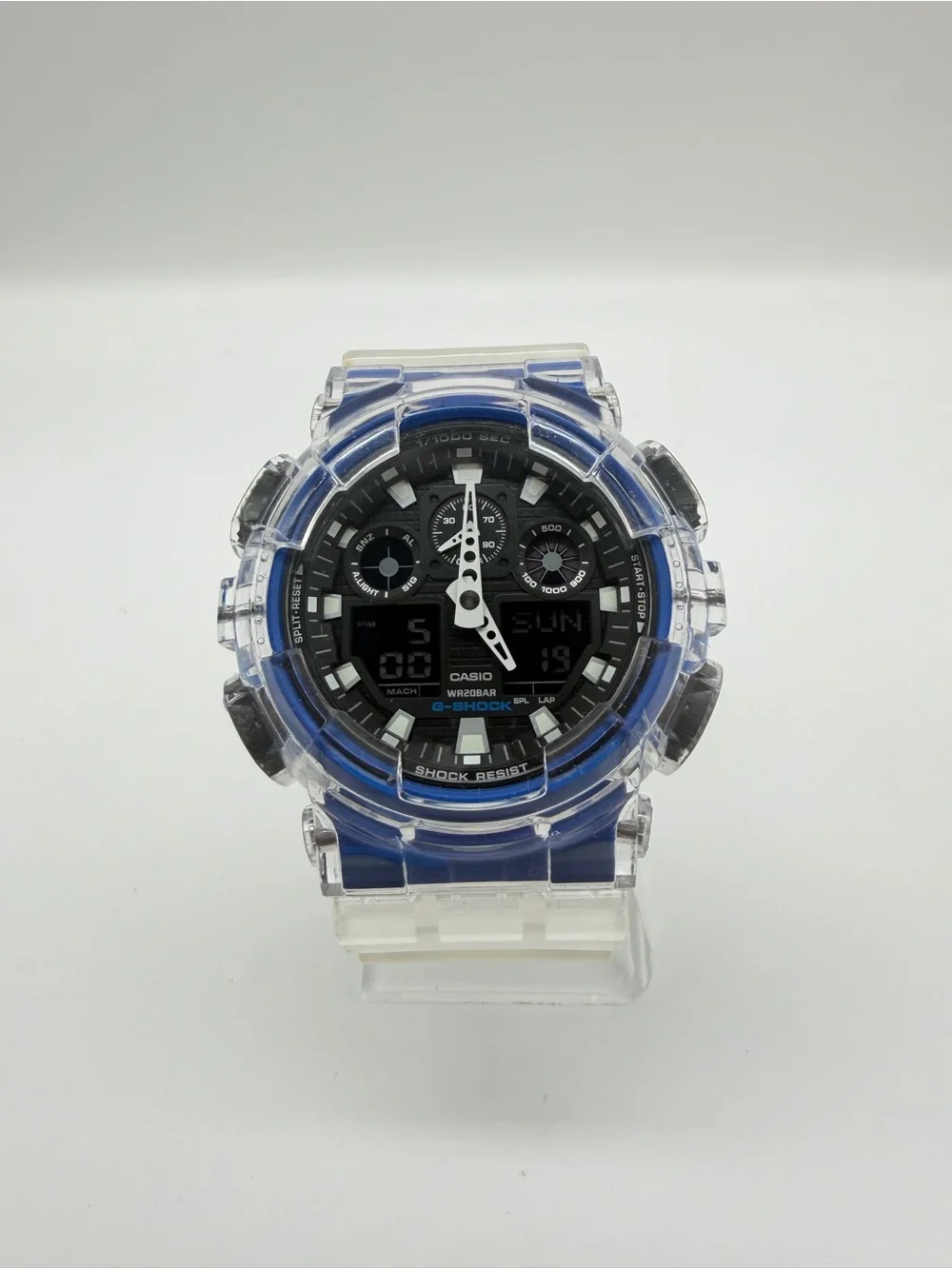 G-SHOCK GA-100 Custom Skeletonized (Jelly) Blue & Black Watch.